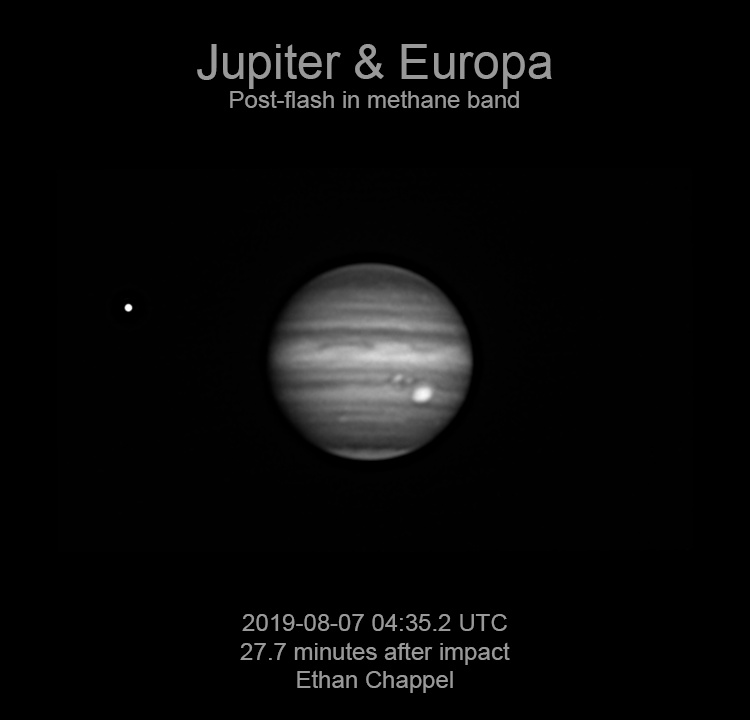 The SEBs shows no evidence of an impact scar, which would be bright in the methane band.